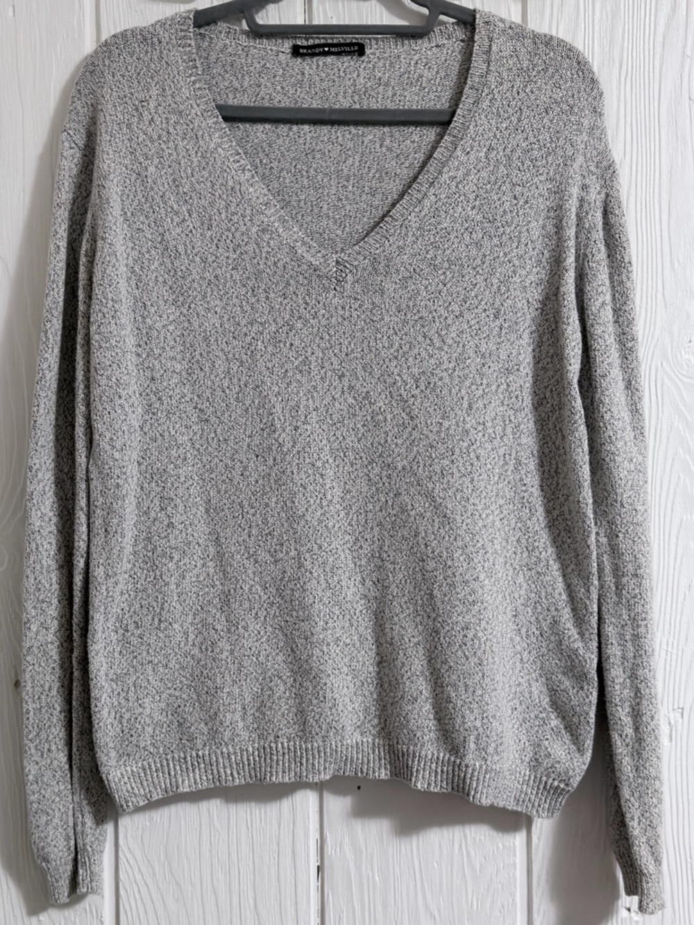 Brandy Melville Light Gray V-Neck Sweater